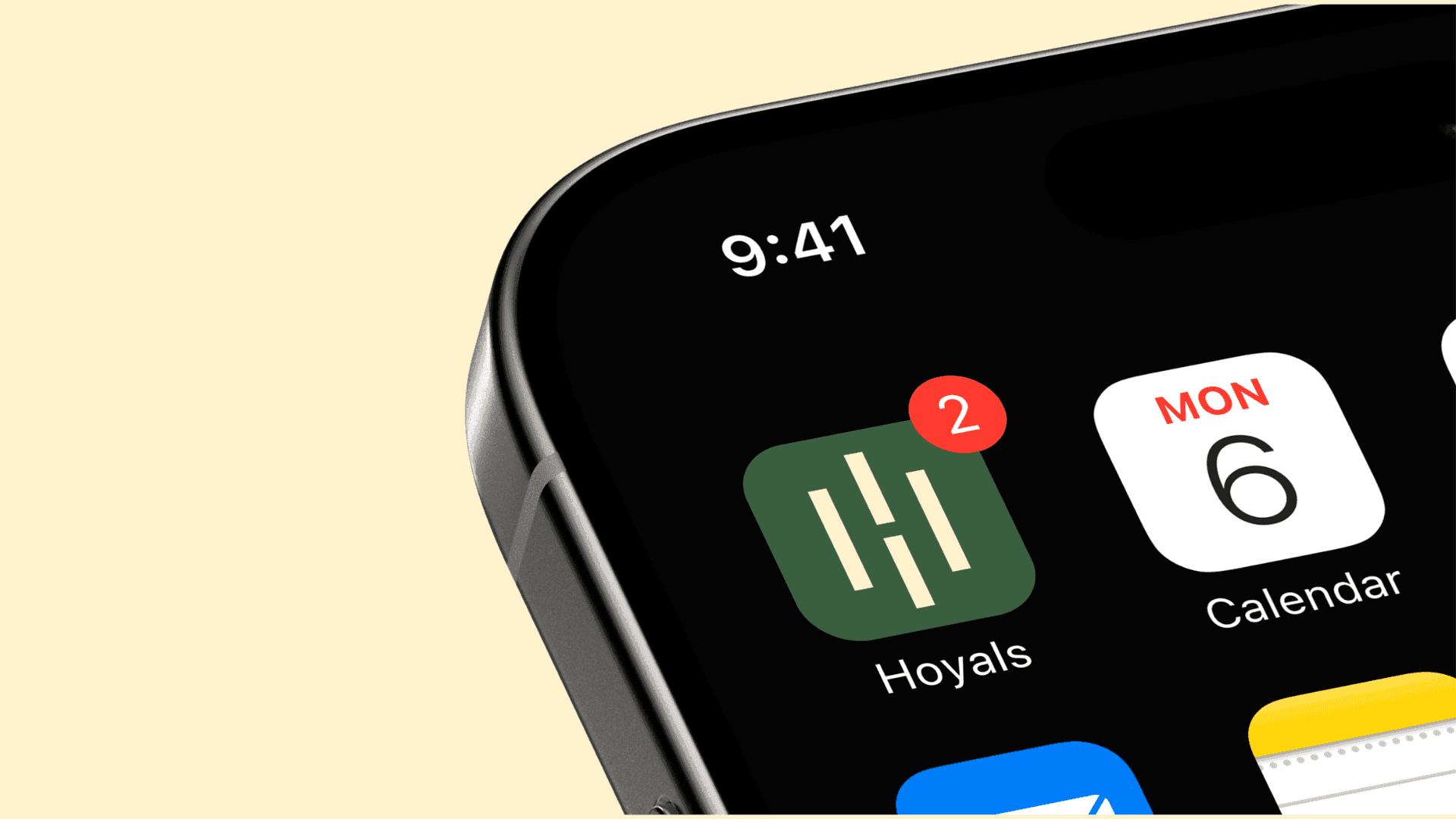 The Hoyals symbol shown as an icon in a phone mockup