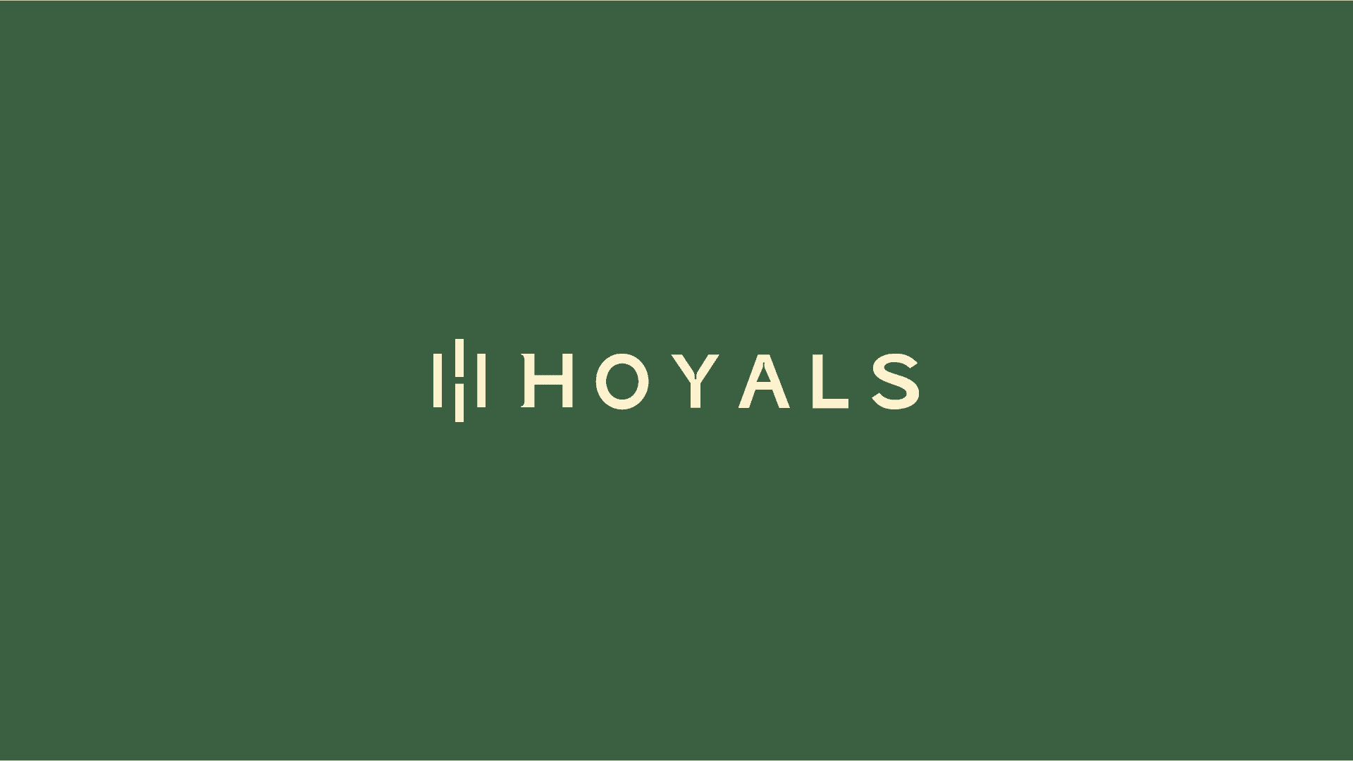 The Hoyals logo in cream on a forest green background