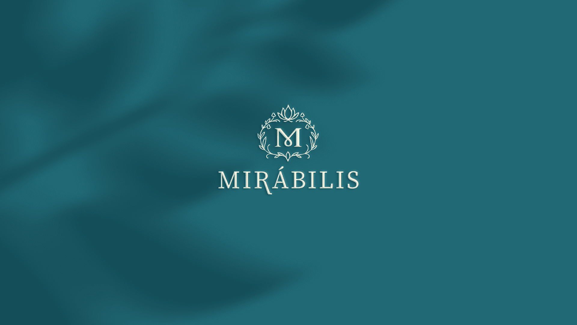 The Mirábilis emblem and wordmark in cream on a deep teal background