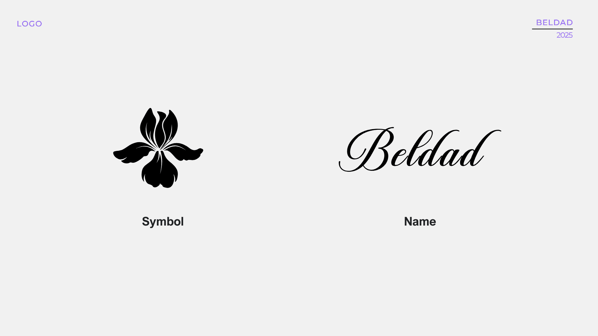 The Beldad iris symbol and wordmark shown separately