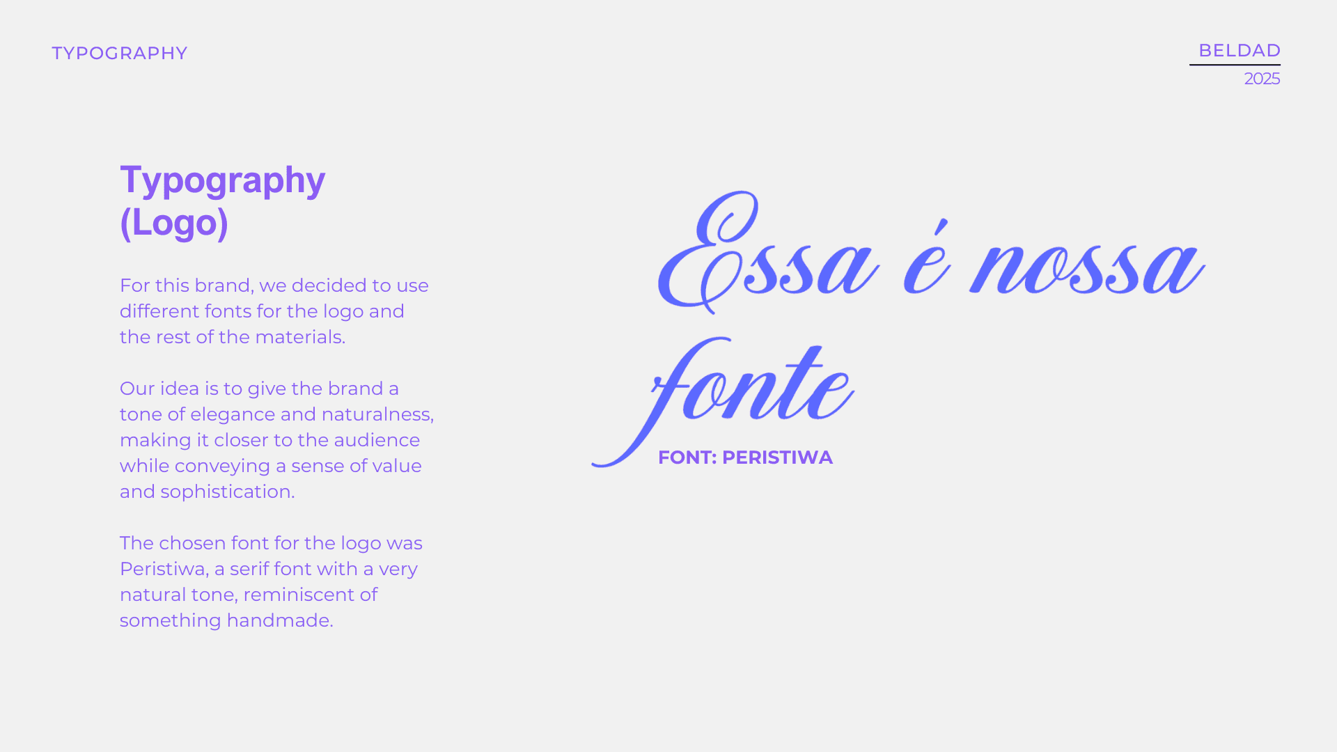 Typography sheet introducing Peristiwa, the Beldad script typeface