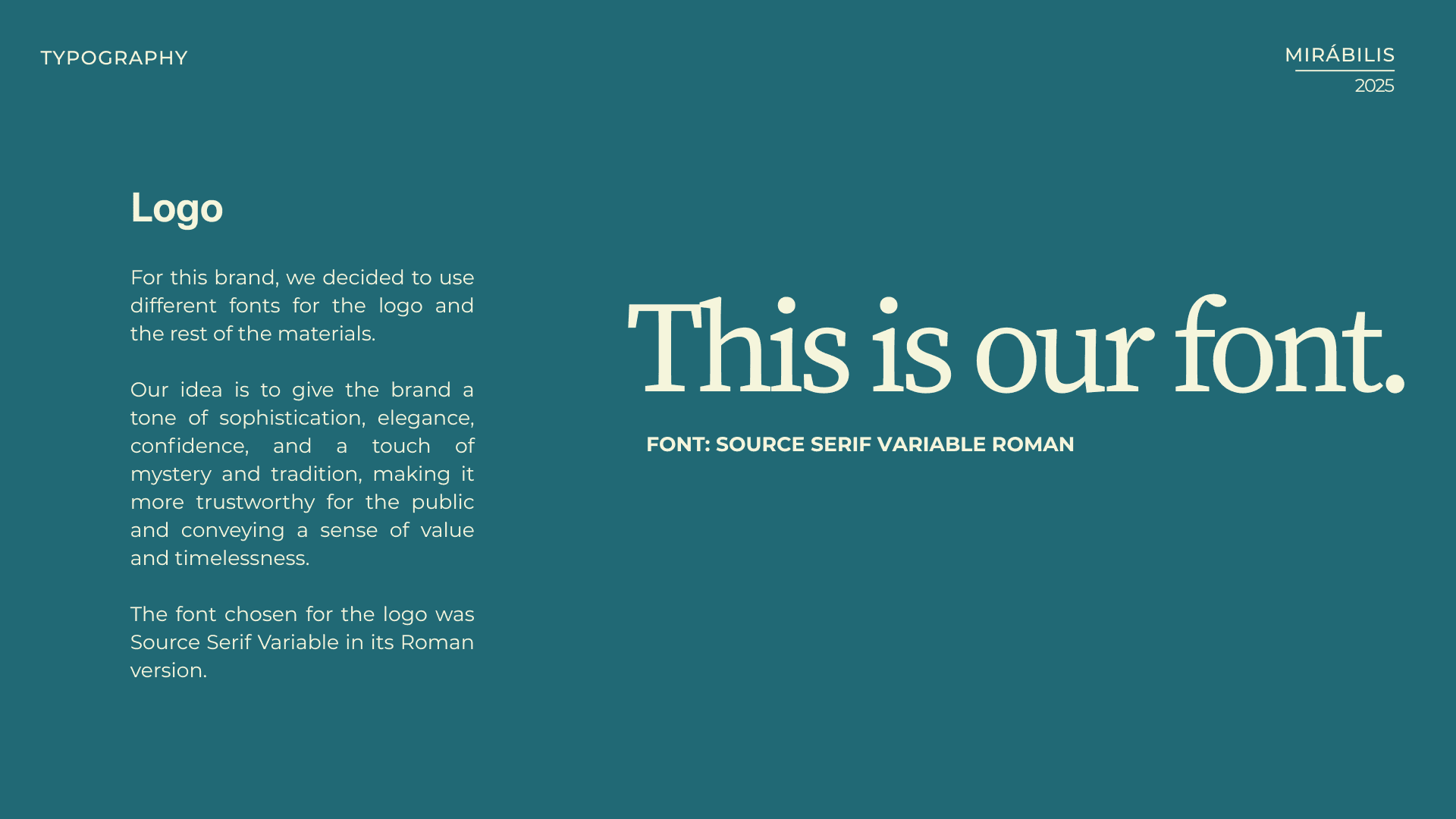 Typography sheet introducing Source Serif, the Mirábilis typeface